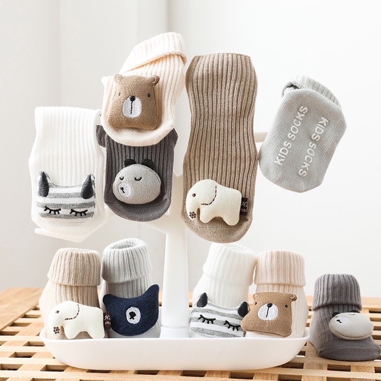 PROMO ALE Leleoncare Kaos Kaki Bayi Panjang Kaos Kaki Anti Slip  Kaos Kaki Panjang Bayi Motif