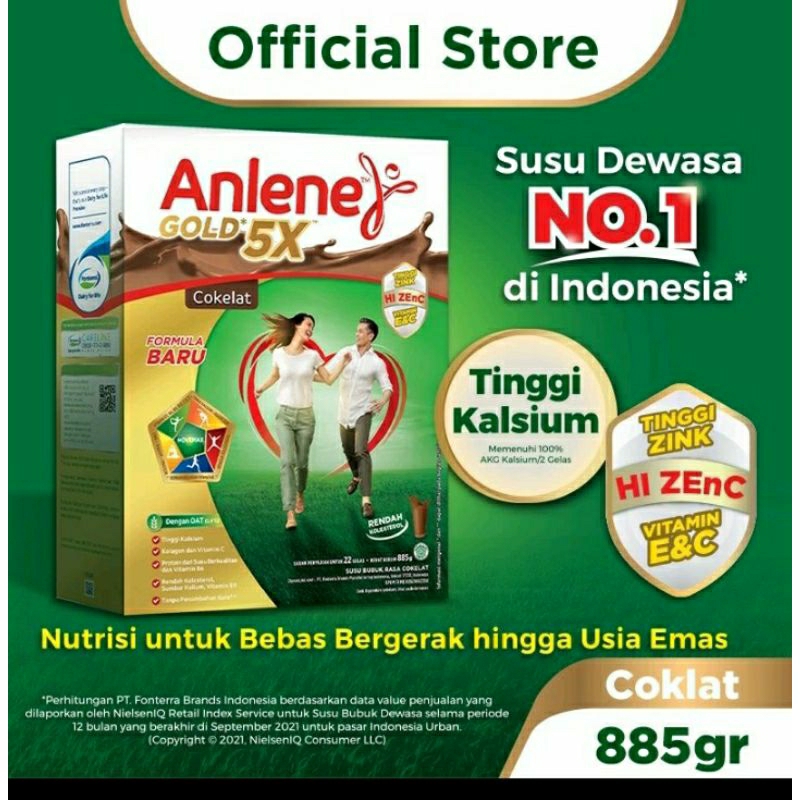 

ANLENE GOLD 5X SUSU BUBUK DEWASA COKELAT 885 GRAM - NUTRISI UNTUK KELUARGA