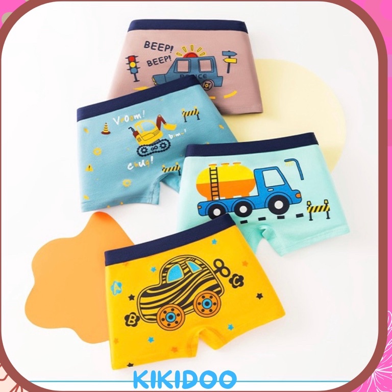 New event Kikidoo Boxer Katun Anak Cowok Premium Celana Dalam Anak Laki Laki Bulldozers BAL43
