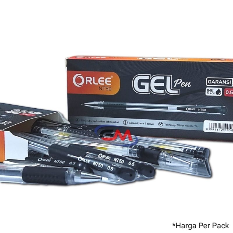 

ORLEE NT50 Gel Pen 0.5mm / Ballpoint 0.5mm / Pulpen Gel Hitam / Gel Pen 0.5mm Hitam Isi 12Pcs / Pulpen Sekolah