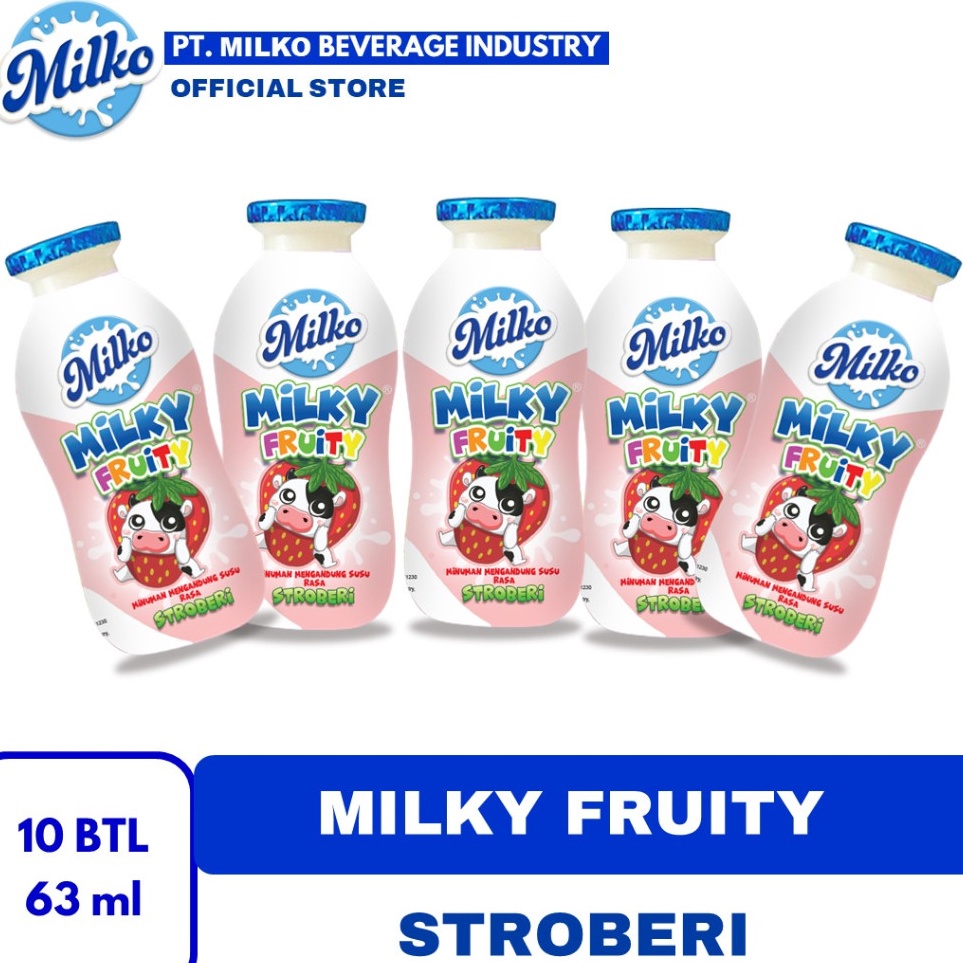 

PBHC1375 COD MILKY FRUITY STROBERI Minuman Susu 63 ml isi 1 botol