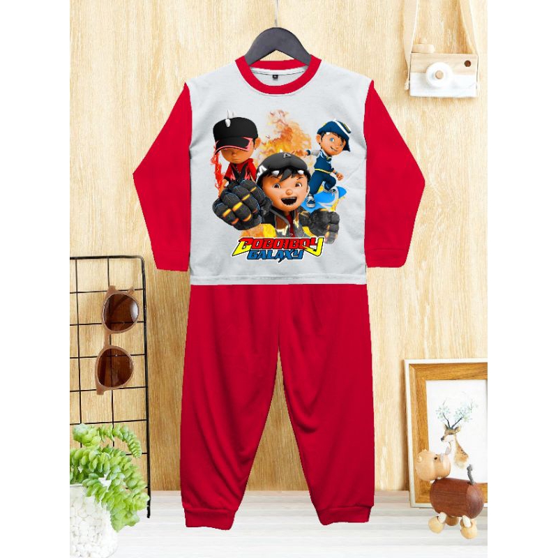 SETELAN KAOS PANJANG ANAK-ANAK GAMBAR BOBOYBOY TINJU UNTUK USIA 1 TAHUN SAMPAI 10 TAHUN