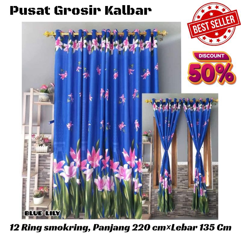 Gorden Jendela 1 meter motif Random/Gorden Minimalis Terbaru/Gorden Smokring Murah/Gorden 12 ring sm