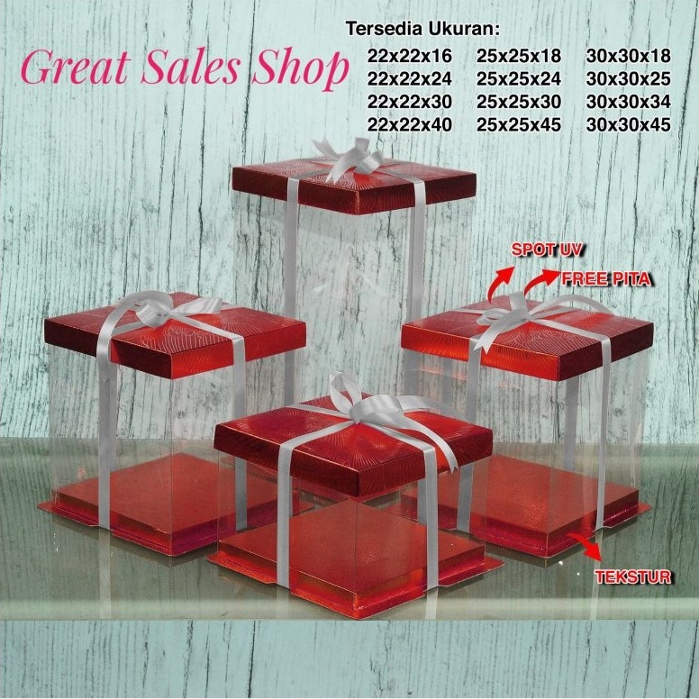 

Big sale Kotak kue transparan cake box mica dus kue P26 x L26 cm 56