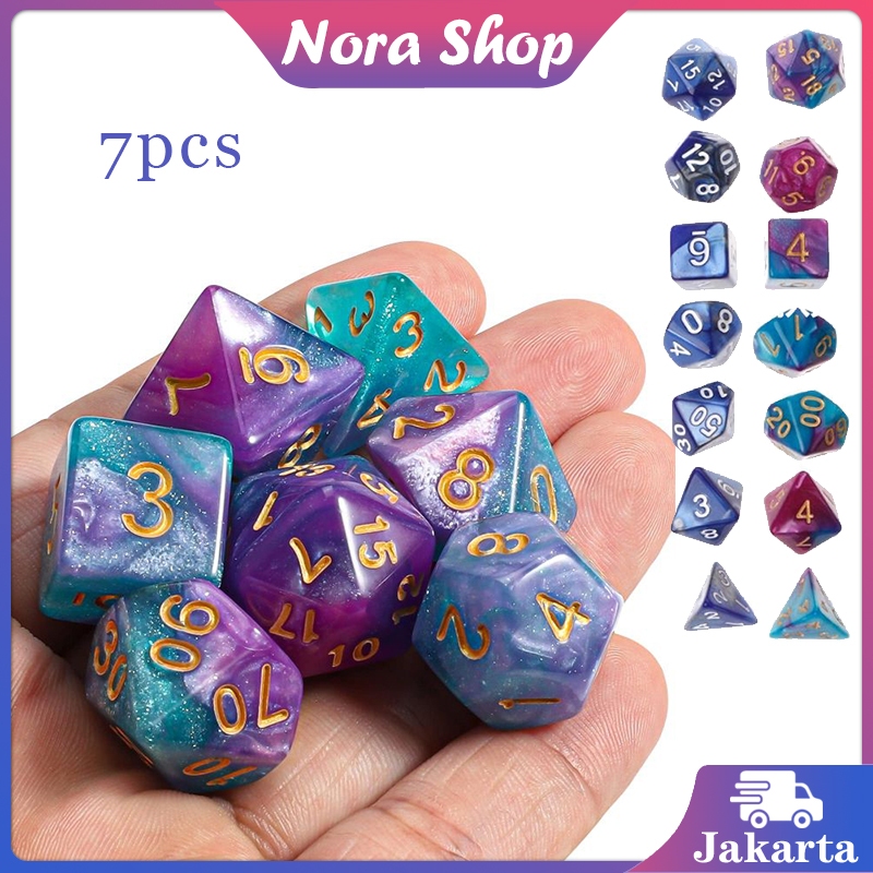 7Pcs Dadu Dnd Polyhedral Dice Dadu Dnd Transparan Dadu Polyhedral Dadu Angka Dadu Unik Dadu Warna Wa