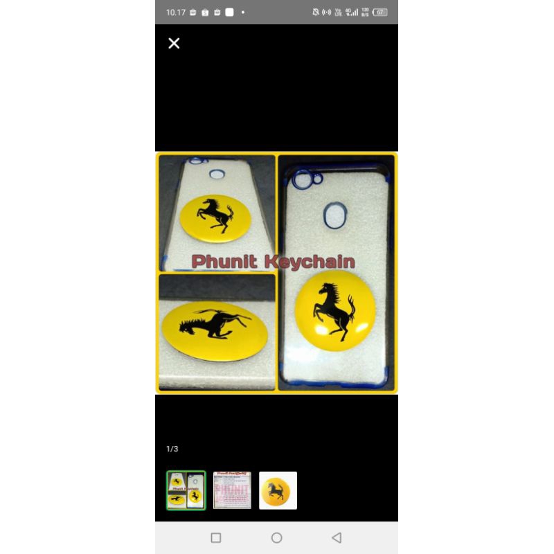 sticker emblem 3d timbul logo ferari ferrari lingkaran kuning 56 mm velg mobil motor hp laptop