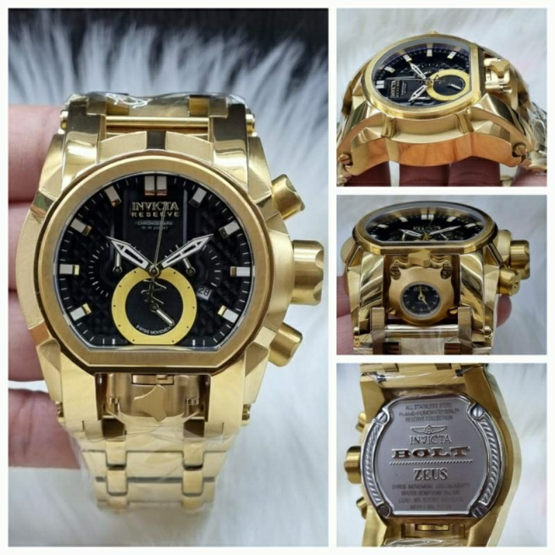 JAM TANGAN INVICTA CRONOGRAP SUPER PREMIUM GRADEN AAA - JAM TANGAN PRIA INVICTA SUPER MEWAH - GOLD B