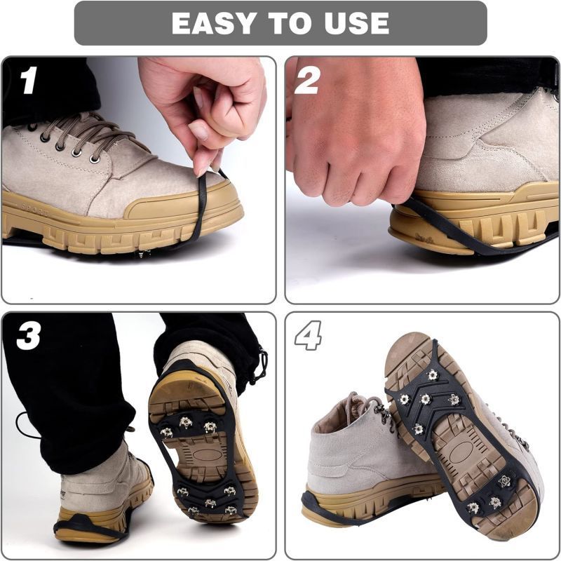 2Pcs Alas Sepatu Mendaki Alas Sepatu Paku Anti Slip 8 Gigi Alas Sepatu Salju Untuk Berjalan Di Salju