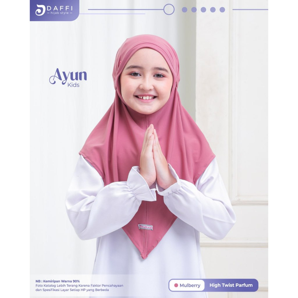 Jilbab Bergo Anak Perempuan Daffi Hijab Ayun Kids Series Hijab Instant Non Pad Terbaru