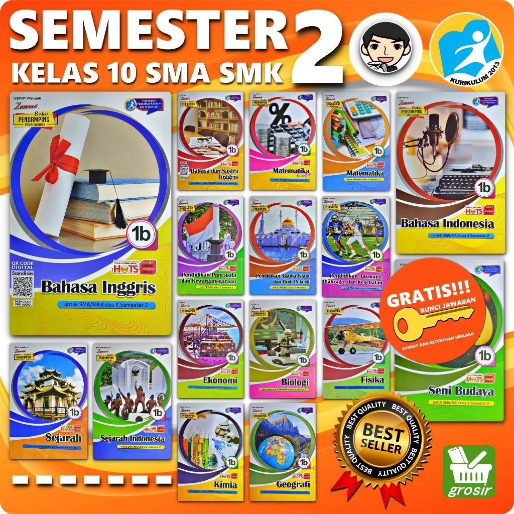 LKS SMA KELAS X 10 SEMESTER 2 KURIKULUM 13 K13 | Zamrud |  MATEMATIKA, BAHASA INGGRIS INDONESIA, SAS