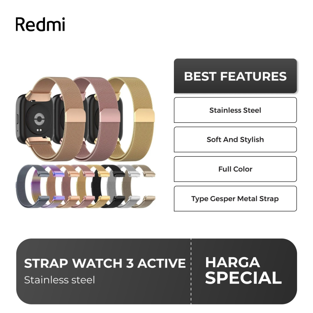 Strap Redmi Watch 3 Active Stainless Steel Tali Redmi Watch 3 Active