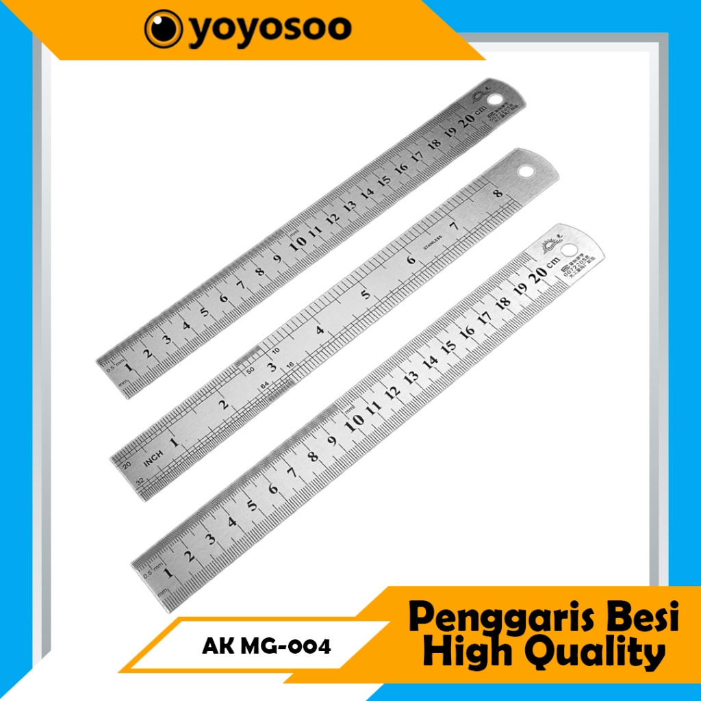 

Penggaris Stainless Steel Penggaris 15cm ,20cm ,30cm Tebal penggaris 0,5 MM- YOYOSOO