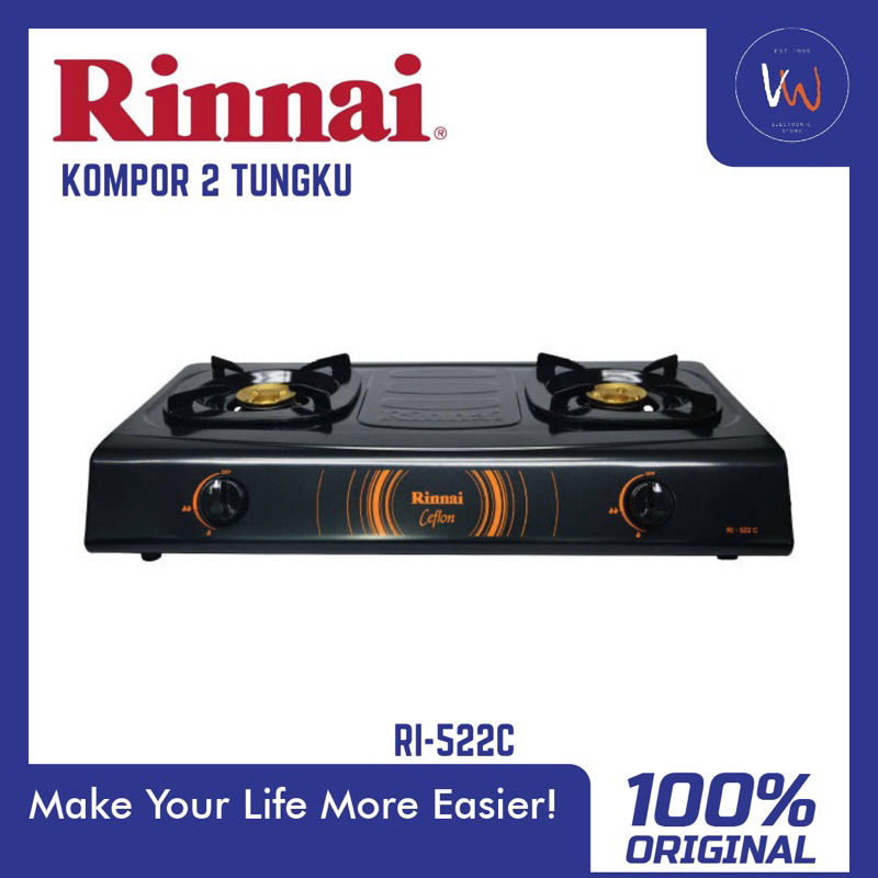 Kompor Rinnai 2 Tungku RI-522C / Kompor 2 Tungku / Kompor Ceflon