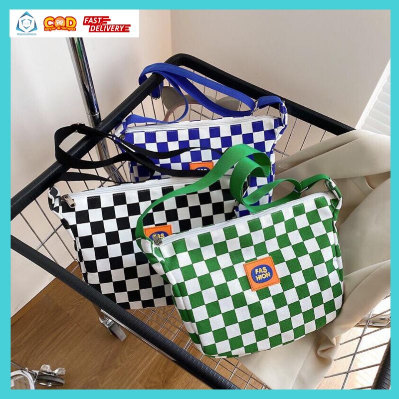 Tas Selempang Motif Kotak Kotak / Tas Selempang Lattice / Tas Fashion Kotak Kotak / tas wanita dan p