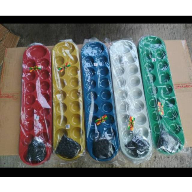 Congklak kecil + biji plastik hitam