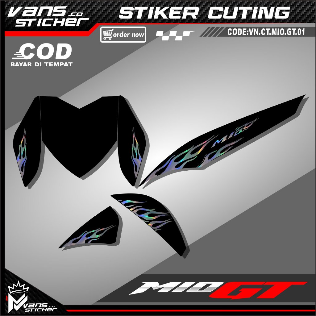 Cuting Stiker MIO GT, MIO GT Striping stiker List variasi MIO GT Motif Api