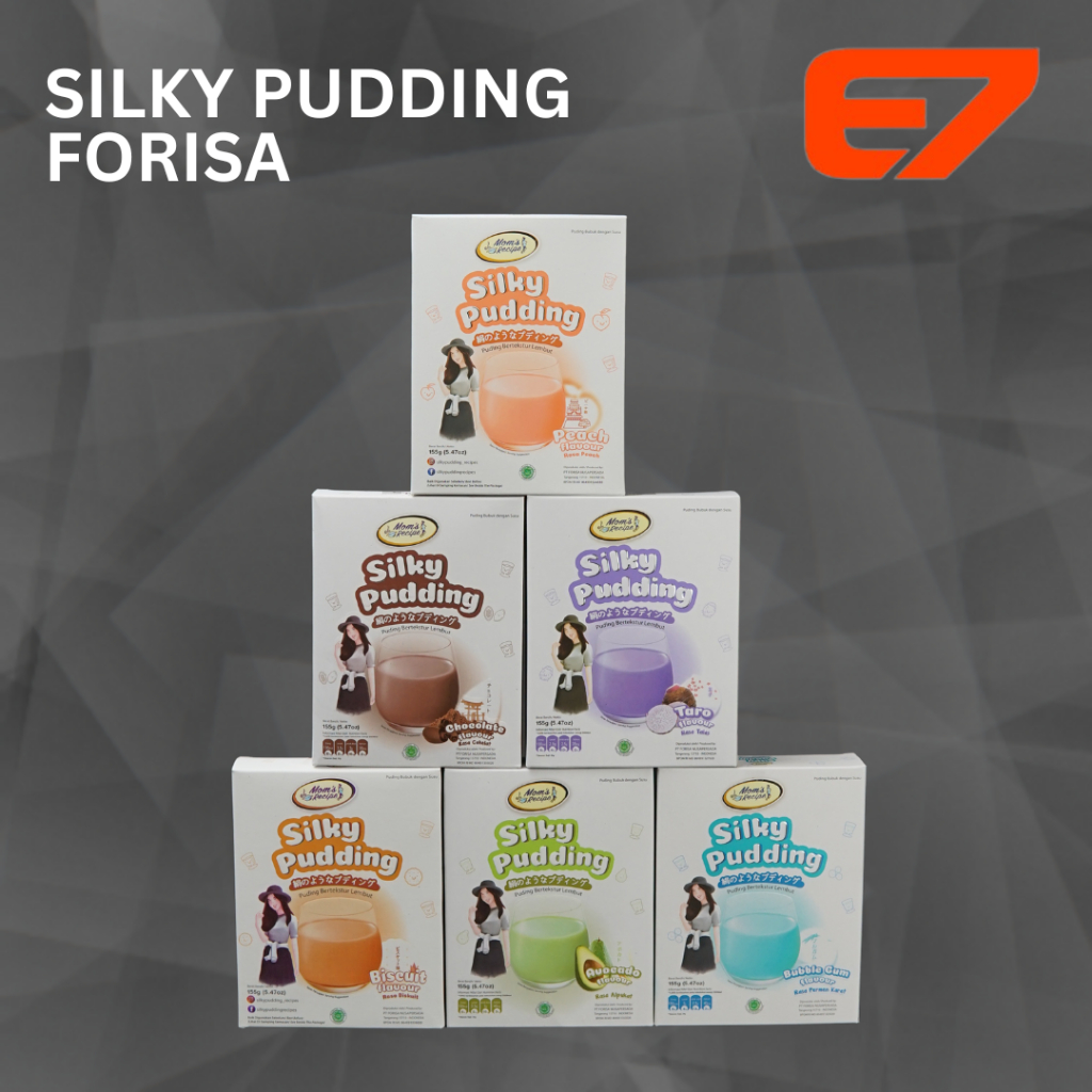 

Silky Pudding Forisa isi155gram - 6 Rasa (Coklat, Peach, Biskuit, Taro, Bubblegum, Avocado), Pudding Puyo, Jelly, Agar-agar