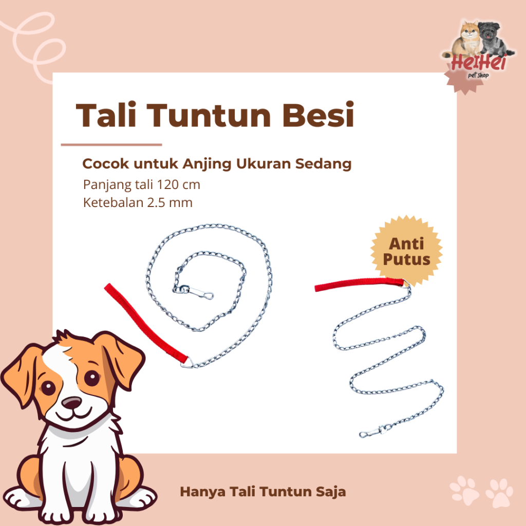 Tali Tuntun Rantai Anjing Besi Makassar/ Dog Stainless Chain / Rantai Besi Anjing Besar Sedang