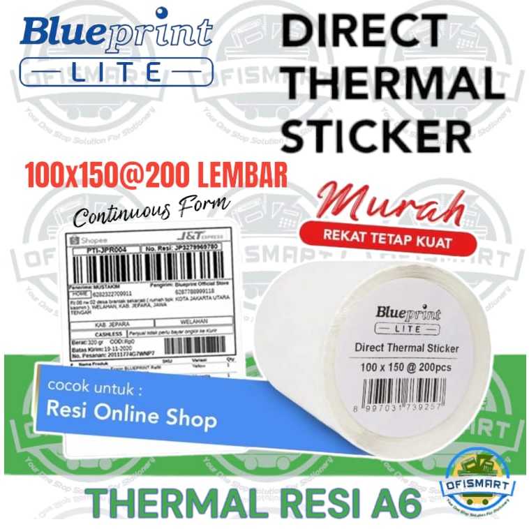 

Blueprint Thermal Sticker A-6 Label Resi 100x150mm | @1RoL=200Lbr