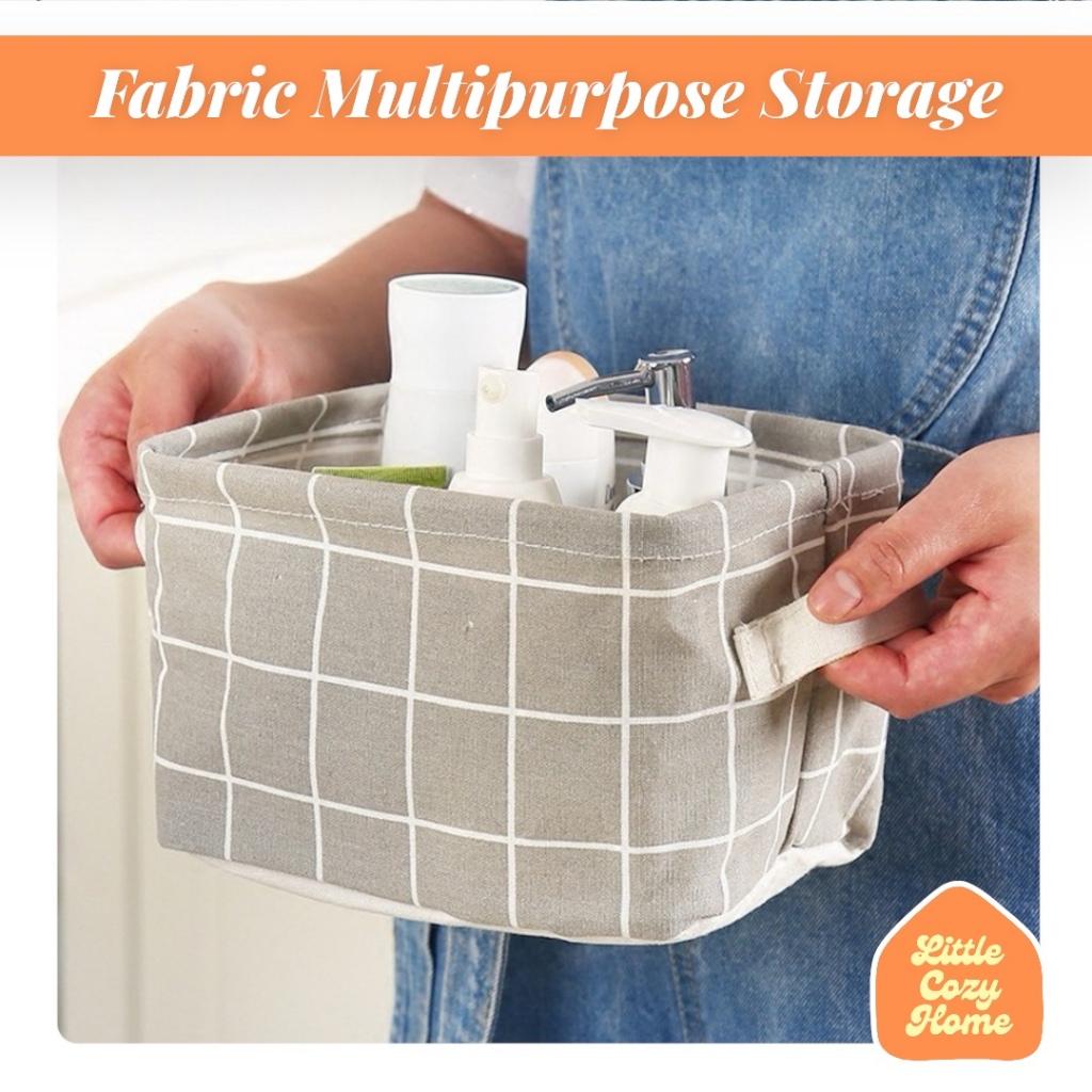 Scandi Fabric Storage Box Desktop Organizer / Keranjang Multifungsi Organizer Serbaguna Pakaian Alat Tulis box kotak penyimpanan kosmetik motif lucu meja kantor belajar kerja