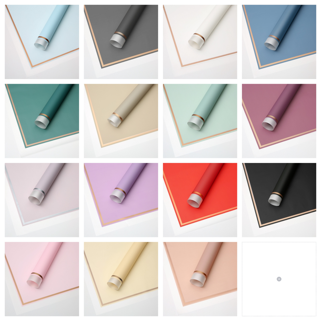

[20 Lembar] Flower Wrapping Varian List Gold Frame Transparan Premium Paper Florist Kertas Buket Bunga Korea Cellophane List Gold Premium Quality Merek Sinowrap [GRADE A]