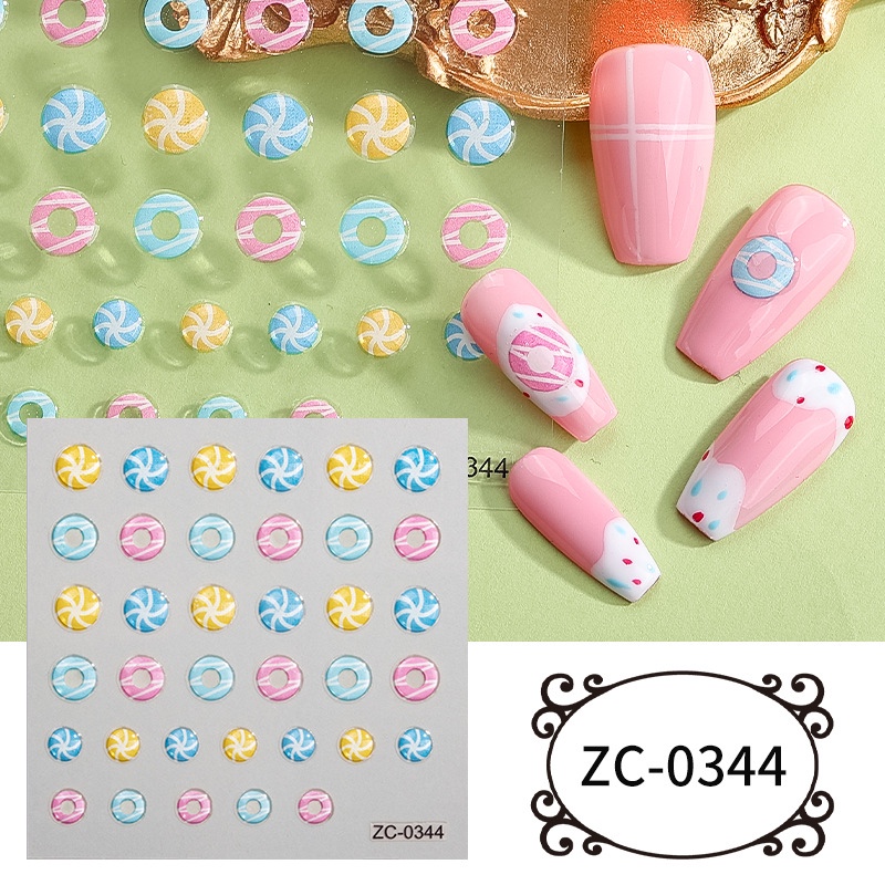 Candy Colorful Cute Lolipop Donat Permen Gell Transparent Jelly Transparan 5D / 3D Timbul Emboss Sti