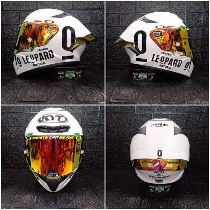Helm Full Face KYT TT COURSE White Paket Ganteng Leopard