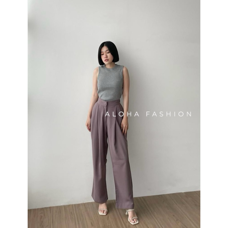 ALOHA Loose Pants 702 Big Size Warna - Trouser Wanita Celana Kulot Anti Kusut - Korean Pants Big Siz