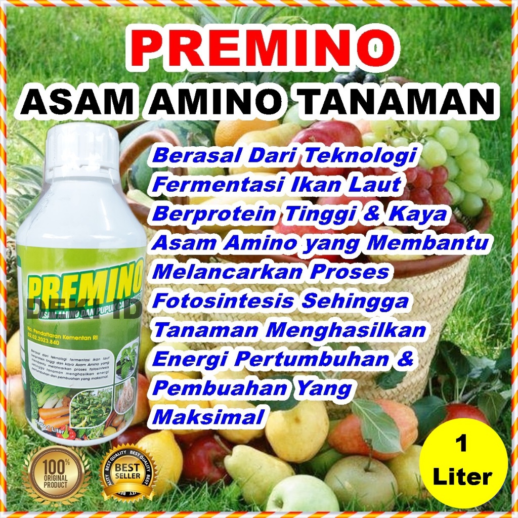 Pupuk Asam Amino Tanaman Premino 1 Liter Nutrisi Organik Cair Aminosan Buah Anggur Sayur Bunga Hias