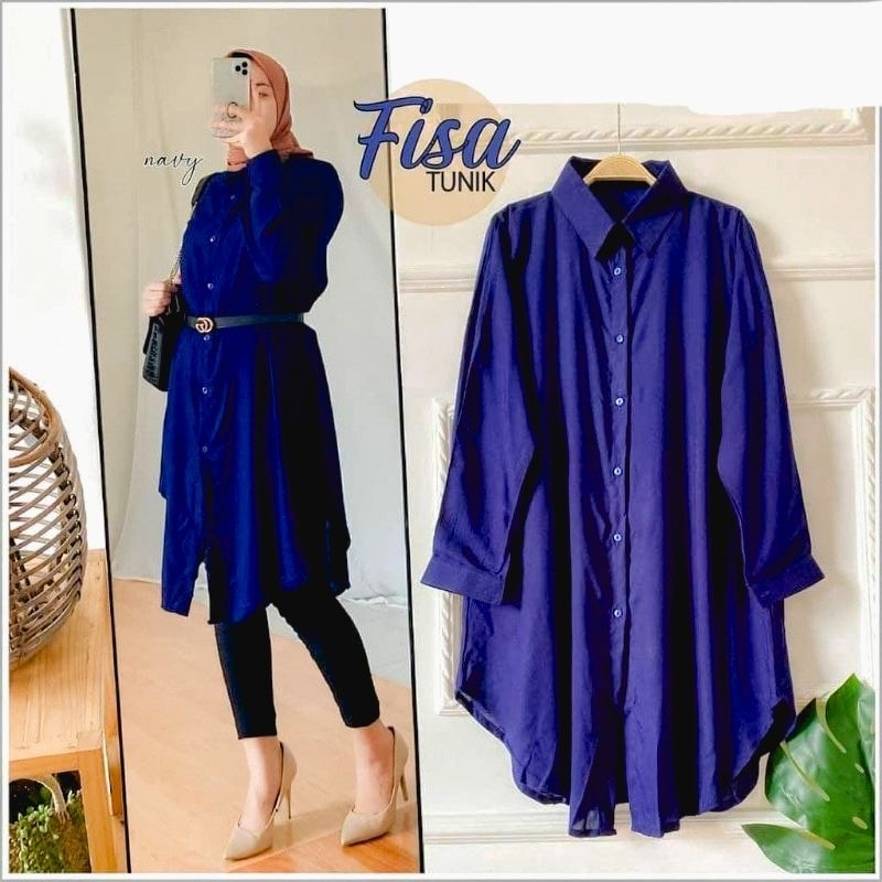 FISA TUNIK / ATASAN TUNIK MUSLIM JUMBO / TUNIK WANITA BUSUI / TUNIK POLOS PANJANG PREMIUM/  Atasan W