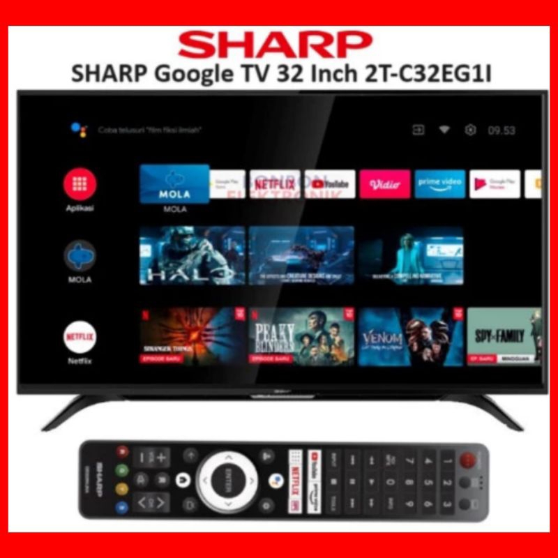 ANDROID TV ANDROID 32 INCH SHARP 2T-C32EG1 NETFLIX YOUTUBE GOOGLE