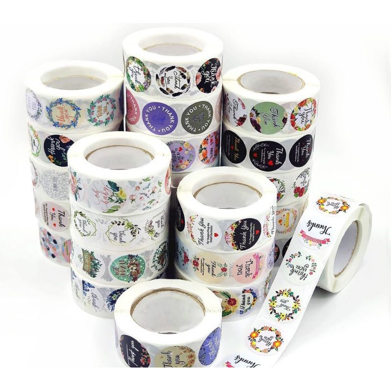 

[COD] 500pcs Sticker Roll Thankyou TEBAL PREMIUM Stiker Label Makanan Stiker Hampers Roll Stiker