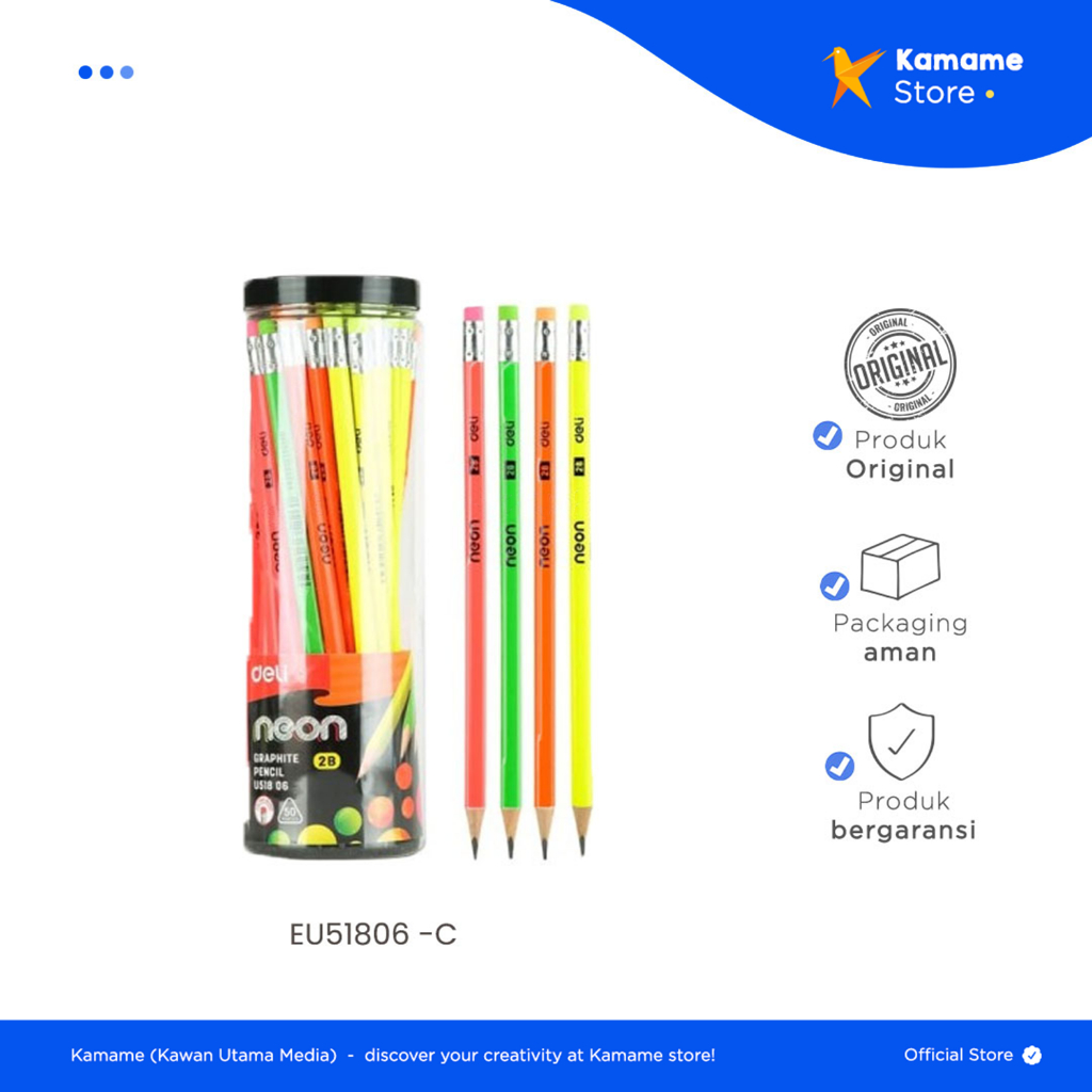 

Deli Graphite Pencil - Deli Pensil kayu 2B bentuk segitiga untuk pegangan yang nyaman 50pcs U51806 - Kamame