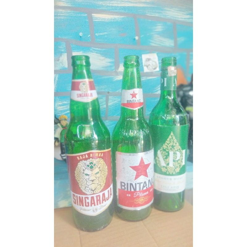 botol kosong bekas miras koleksi pajangan