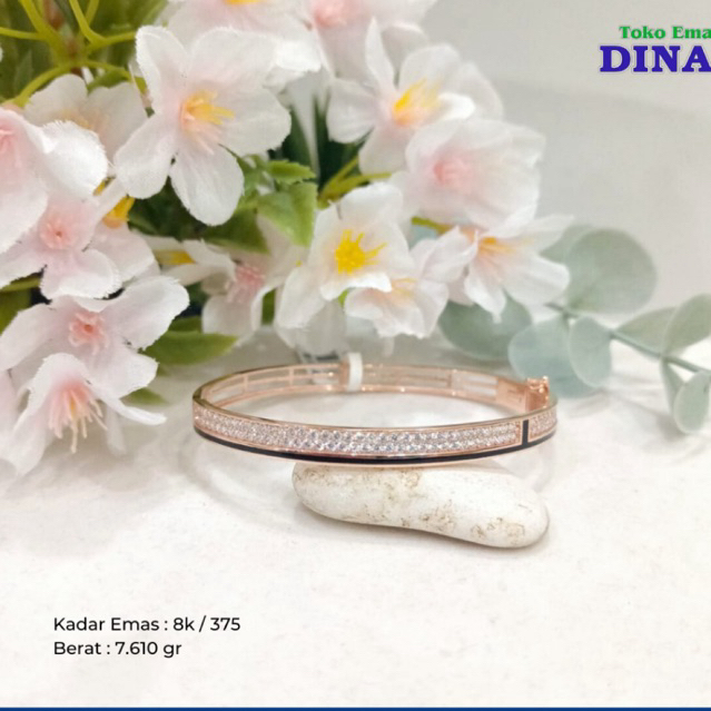 GELANG OVAL BATU HITAM SLP -EMAS MUDA -8K/375