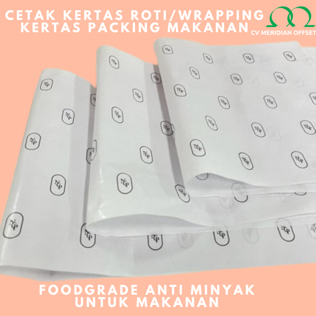 (custom logo) kertas roti kertas wrapping kertas bungkus makanan anti minyak foodgrade