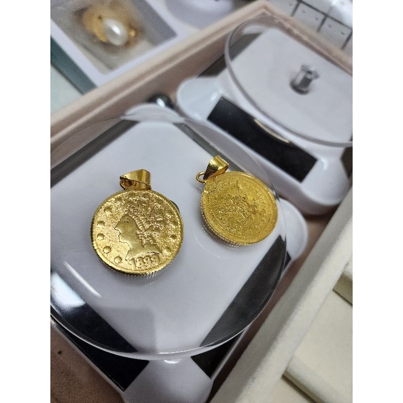 RB Liontin koin ringgit diameter 2.7cm lapis emas 24k