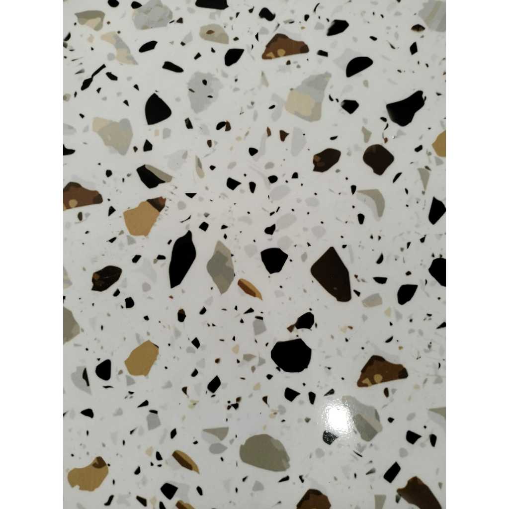 Keramik Glosy Queensland motif teraso Ukuran 50x50 by Uno Ceramics Warna putih/Keramik kualitas 1/Gr