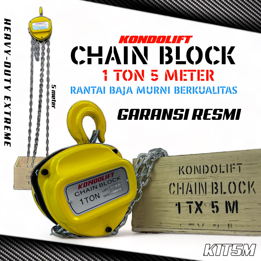 KONDO LIFT KATROL 1 TON 5 METER  CHAIN BLOCK KEREKAN DEREK TAKEL GARANSI RESMI 5THN BERKUALITAS