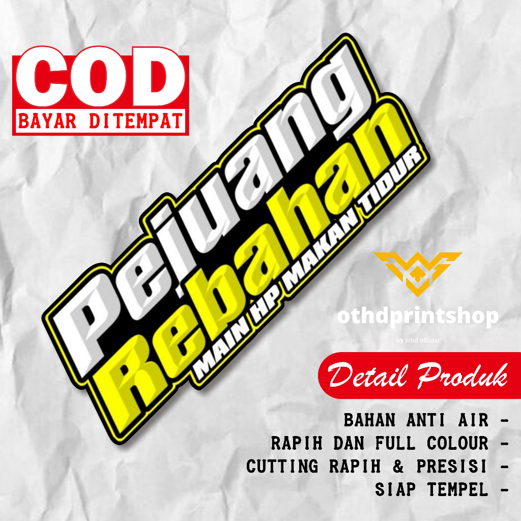 

Sticker Stiker PEJUANG REBAHAN princutt Stiker Bahan Vinil Tahan Air Waterproof