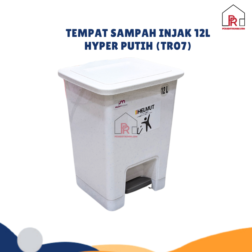 Tempat Sampah Injak Putih 12L / Tempat Sampah Minimalis / Tong Sampah Plastik Tutup / Kotak Sampah D