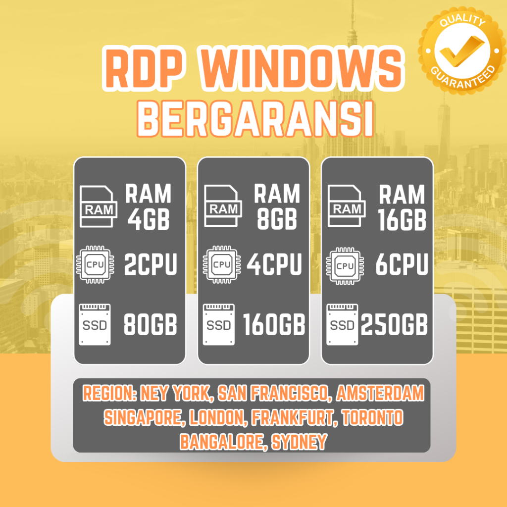 Rdp Vps Windows Emulator Bulanan Ram 4GB 8GB 16GB Full Garanti 1 Bulan