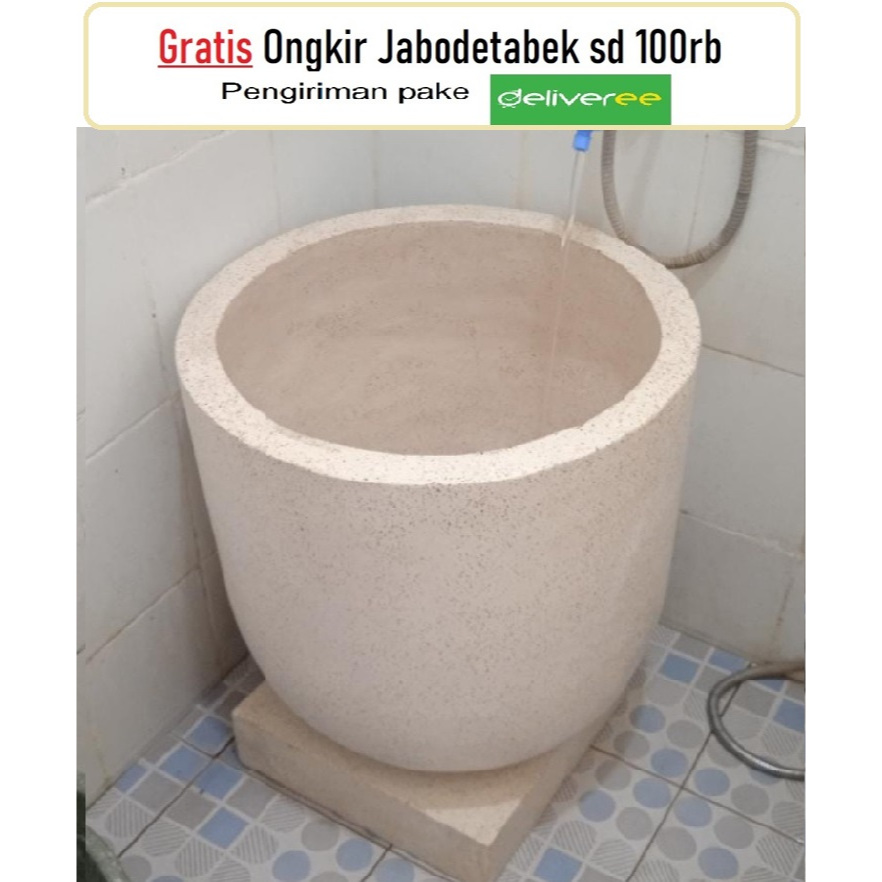 Gentong Air Batu Alam+Tatakan 60X49 |Bak Mandi|Bak Air Kamar Mandi