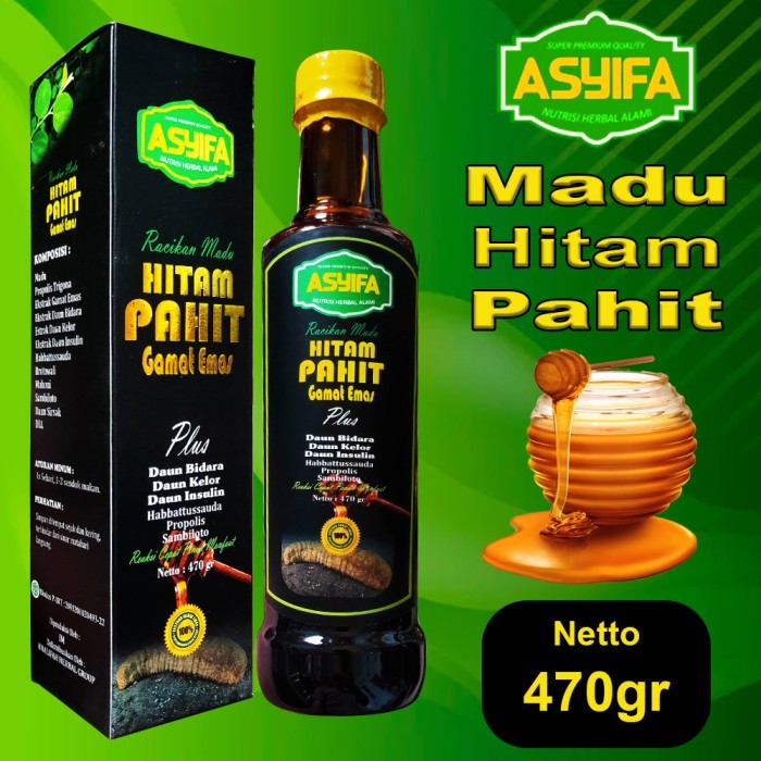 

Madu Hitam Pahit gamat gold 470 gr Premium plus Sambiloto - Propolis - Daun Insulin