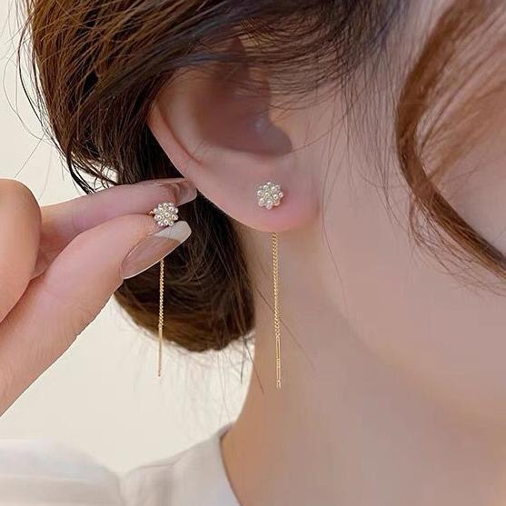 BELI 2 DAPAT BONUS) AT114 ANTING MINI BALL JUNTAI PERMATA PUTIH WANITA KOREA GOLD TITANIUM TUSUK BES