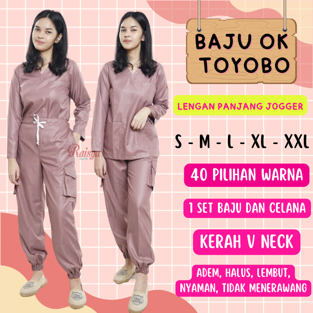 ( COD ) BAJU JAGA OKA JOGGER LENGAN PANJANG / BAJU JAGA OKA / SERAGAM PERAWAT/ BAJU JAGA BIDAN / SER