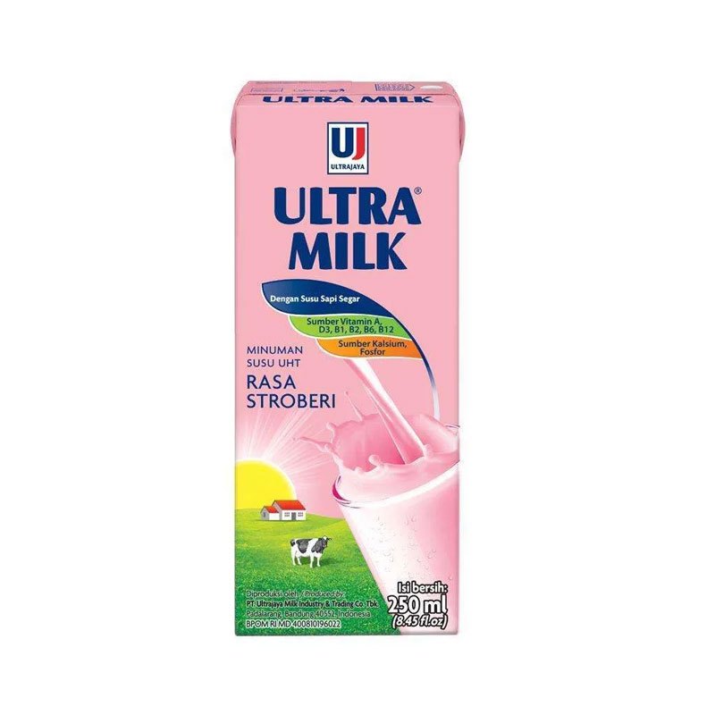 

ultra milk strawberry 250ml - susu uht ultra milk strawberry 250ml