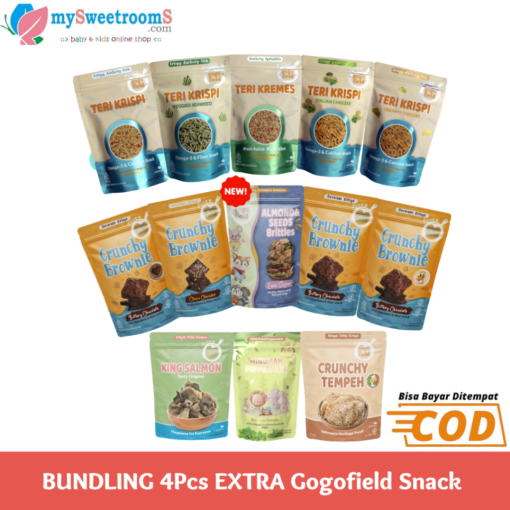 

Gogofield Bunding 4pcs Produk Gogofield Teri Krispi / Chrunchy Brownie / Salmon Krispi / Peppermint