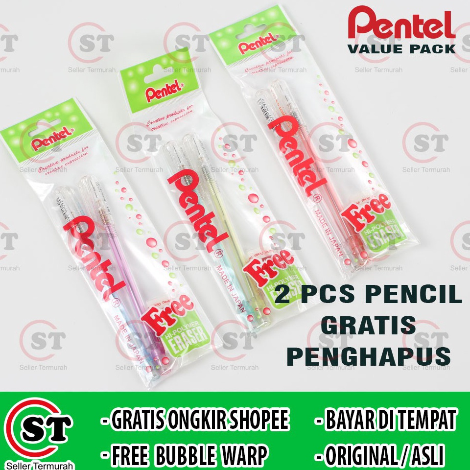 

ART R35O Bayar Ditempat Pensil Mekanik Pentel Caplet 5 Original Transparan Gratis Penghapus Paket 1