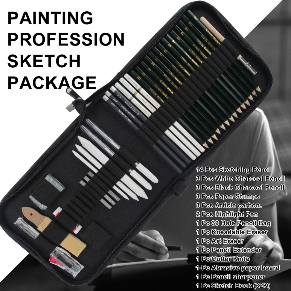 

ART L99O SeamiArt 36pcs Drawing Sketch Pencil Set Charcoal Pencils 6H12B Pencils Sketch Book Pensil sketsa sketsa penghapus